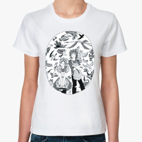 Классическая футболка с принтом Нарисуй мне птичку