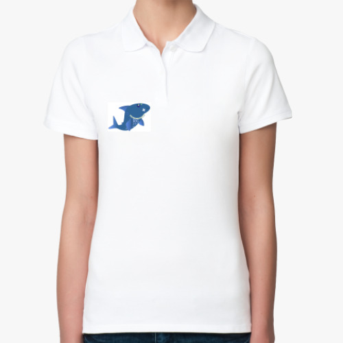 Женская рубашка поло (печать) с принтом Акула