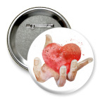 Значок 75 мм Сердце в руке, heart in hand