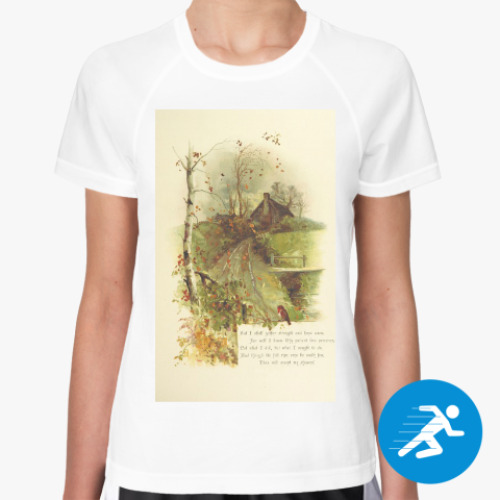 Женская спортивная футболка с принтом Страница книги (пейзаж)