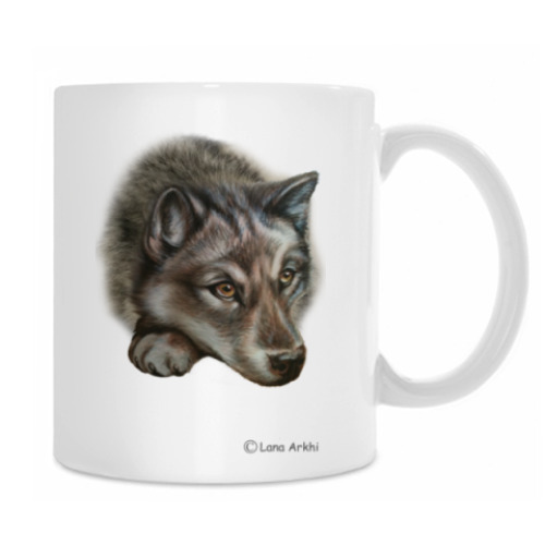 Кружка с принтом Грустный волк