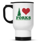 Кружка-термос белая I love Forks.WA