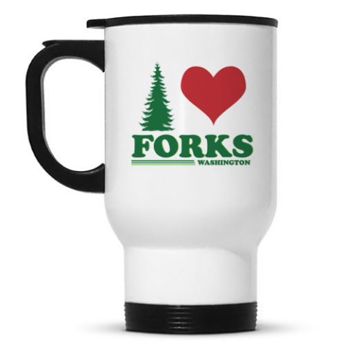 Кружка-термос с принтом I love Forks.WA