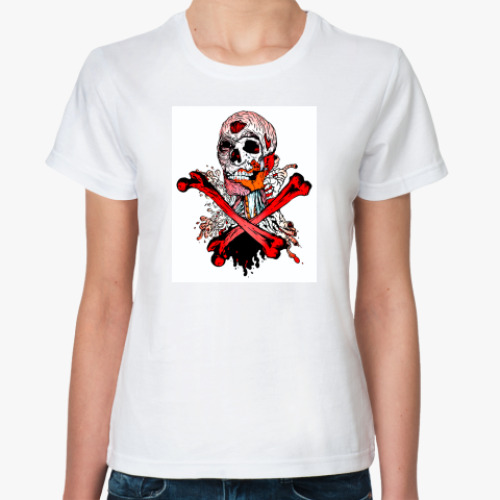 Классическая футболка с принтом  футболка Череп