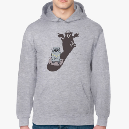 Толстовка худи с принтом Мопс