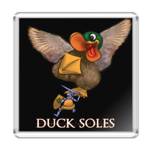 Магнит с принтом Duck Soles (черный фон)
