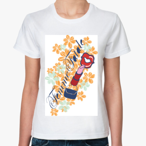 Классическая футболка с принтом Femme Fatale