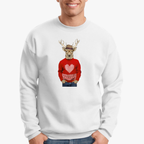 Свитшот с принтом Олень хипстер Влюбленный Валентин