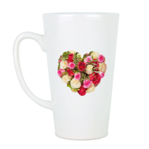Чашка Латте с принтом Сердце из роз