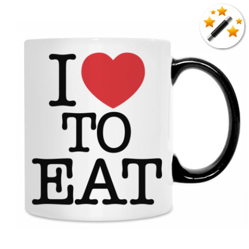 Кружка-хамелеон с принтом I love to eat
