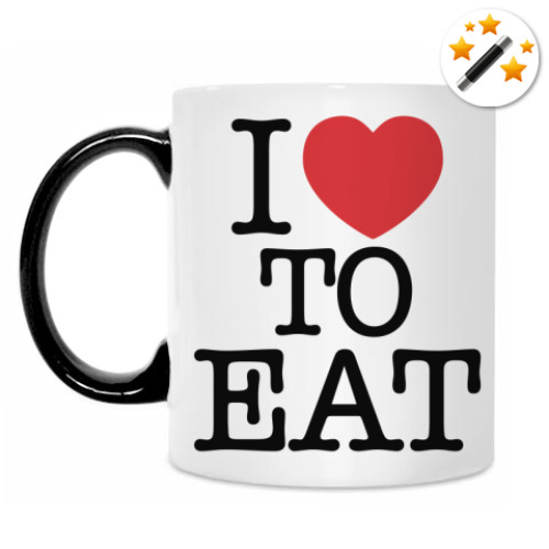 Кружка-хамелеон с принтом I love to eat