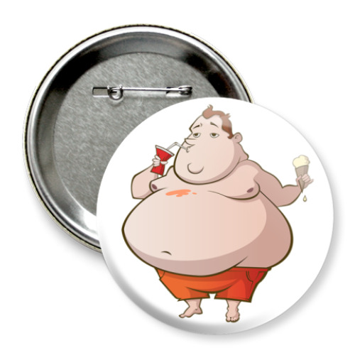Значок 75мм с принтом Fat boy