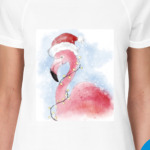 Фламинго в шапке Санты