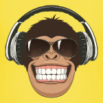 Обезьяна в наушниках