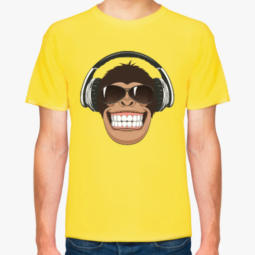 Футболка с принтом Обезьяна в наушниках