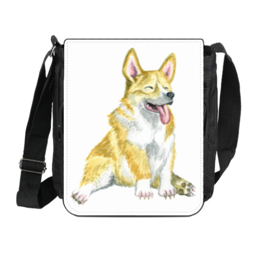 Сумка на плечо (мини-планшет) с принтом Корги