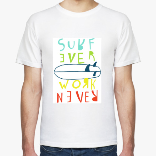 Футболка с принтом surf ever work never