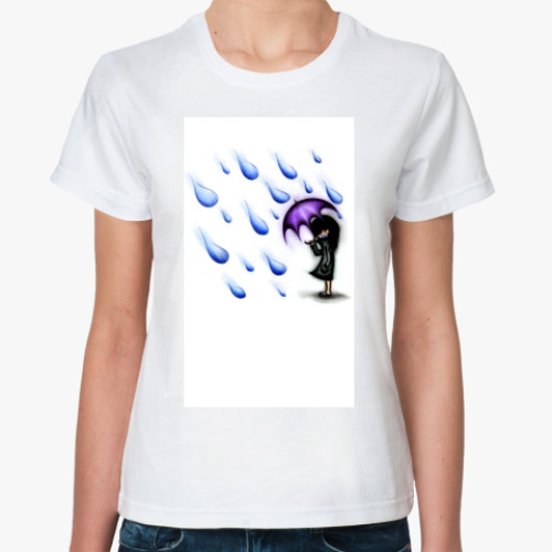 Классическая футболка с принтом  Rainy