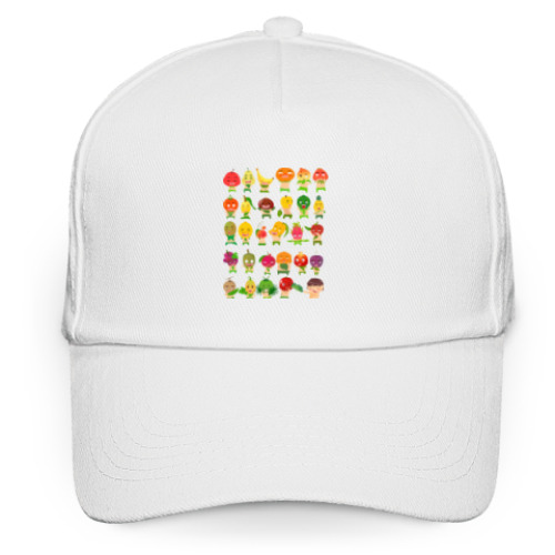 Кепка бейсболка с принтом Фрукты, Овощи и Ягоды