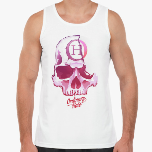 Майка с принтом Череп с клеймом Ordinary Hate.
