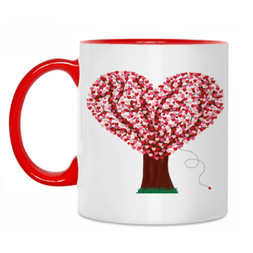 Кружка с принтом Дерево сердец