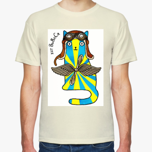 Футболка с принтом кот ВиВаСя  из серии 'Military cats'