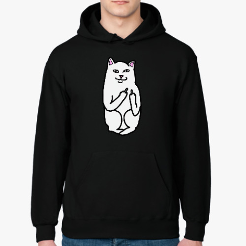 Толстовка худи с принтом Кот показывающий фак