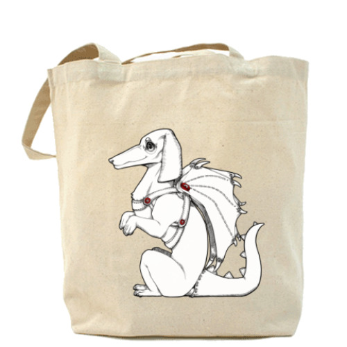 Сумка шоппер с принтом Такса-дракон