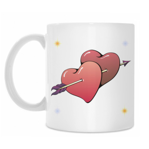 Кружка с принтом Два сердца
