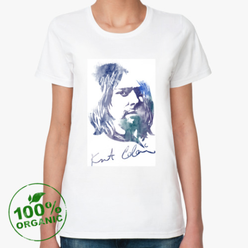 Женская футболка из органик-хлопка с принтом Nirvana - Курт  Кобейн