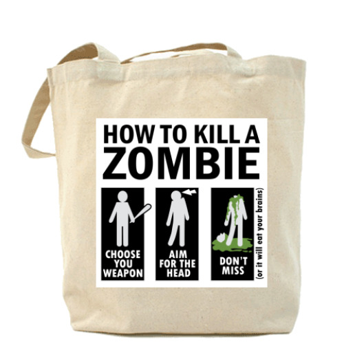 Сумка шоппер с принтом Зомби.how to kill a zombie