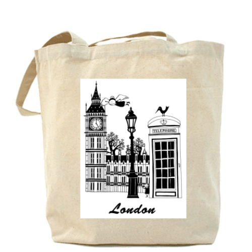 Сумка шоппер с принтом  'Лондон'