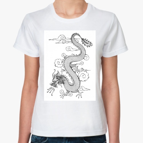 Классическая футболка с принтом Дракон