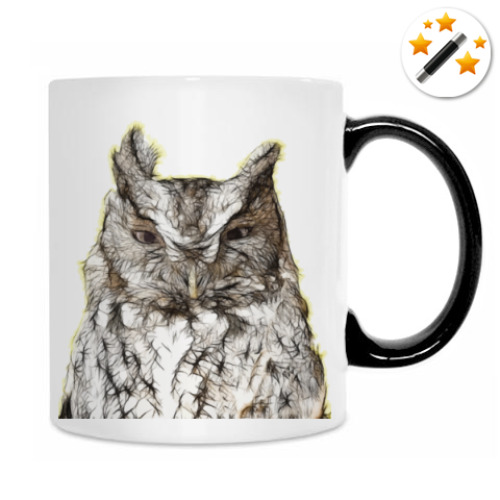 Кружка-хамелеон с принтом Совы. Совушки. Owl. Owls.