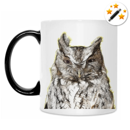 Кружка-хамелеон с принтом Совы. Совушки. Owl. Owls.
