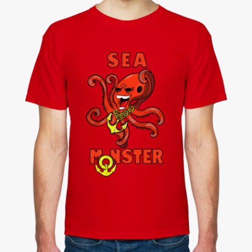 Футболка с принтом Крутой осьминог , гроза морей и океанов.