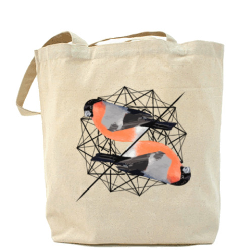 Сумка шоппер с принтом Синички