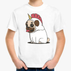 Детская классическая футболка Мопс Единорог