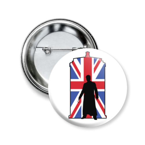 Значок 50мм с принтом Union Jack Doctor