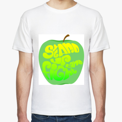 Футболка с принтом Зелёное яблоко
