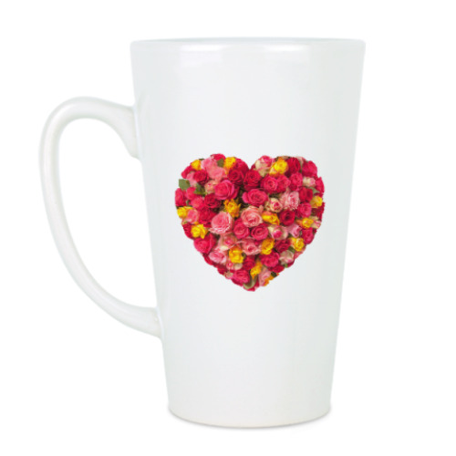 Чашка Латте с принтом Сердце из роз