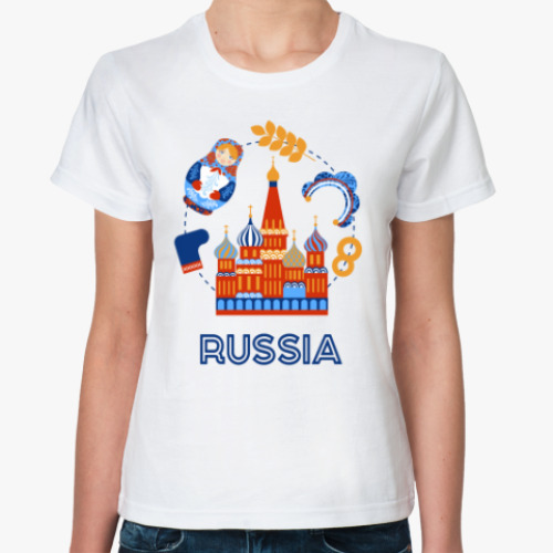 Классическая футболка с принтом Russia, Россия