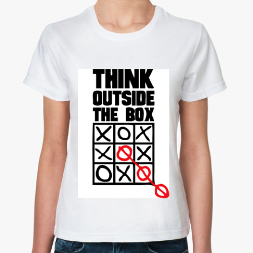 Классическая футболка с принтом  Think Outside The Box