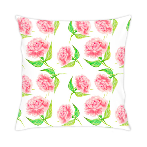 Подушка с принтом Пионы