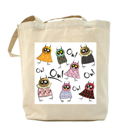Сумка шоппер с принтом  'Совы'