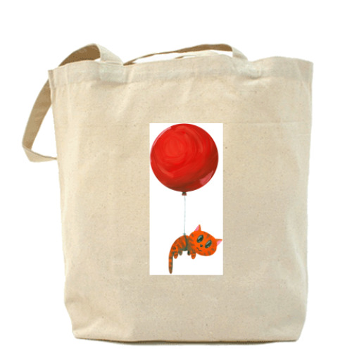 Сумка шоппер с принтом  «Летящий котенок»