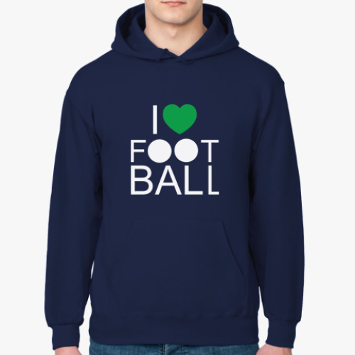 Толстовка худи с принтом Я люблю футбол