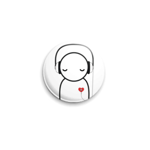 Значок 25мм с принтом No music - no life pin