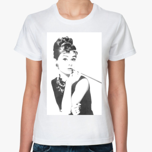 Классическая футболка с принтом  Audrey