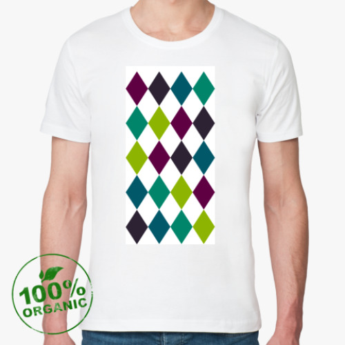 Футболка из органик-хлопка с принтом с ромбами. Свитер